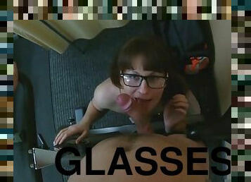 Fucking glasses - anal training in a gym