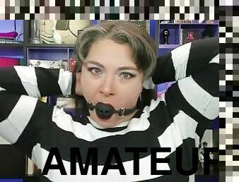 amatör, leksak, bdsm, ensam, gagging, bondage, bollar