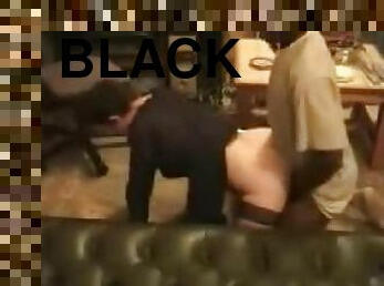 Black cock lays slutty wife in living room