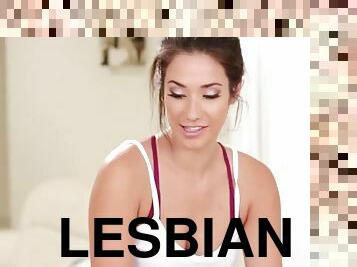 Handsome lesbians lick each other after a sensual massage