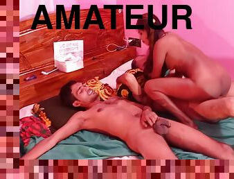 amatör, anal, blandade-raser, trekant