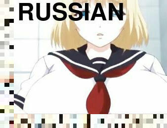 gros-nichons, russe, femme, fellation, blonde, hentai