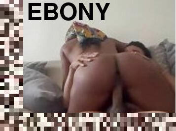 Ebony rides monster dick