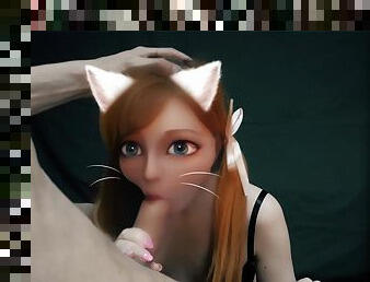 Cat Girl In Real Life! Waifu Blowjob