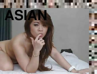 Hot Asian masturbates with her toy and gets a huge orgasm