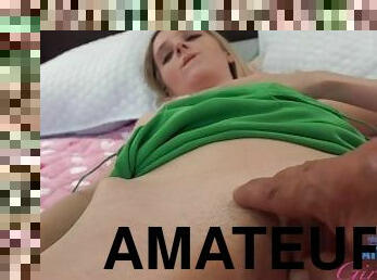 fitta-pussy, amatör, hemmagjord, creampie, pov, flickvän, blond, söt-sweet, oskyldig