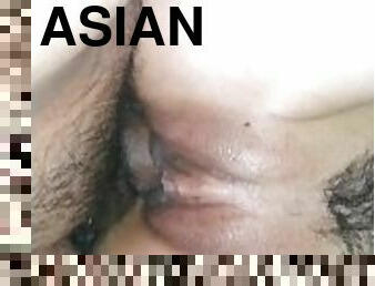 asiatisk, orgasm, kvinnligt-sprut, amatör, brudar, cumshot, tonåring, creampie, pov