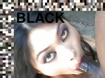 Big black cock makes her teen mouth drool all over