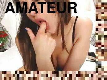 masturbation, amatör, webbkamera, piercad, busig, brunett, blottande