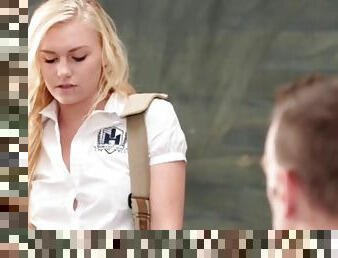 Blonde young l in school uniform gets fucked by her teacher