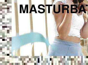 mastürbasyon-masturbation, güzellik, genç, tıraş-olmuş, görkemli, esmer-kadın