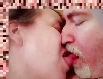 Jen and John is Kissing in Closeup