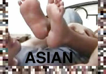 asiático, amateur, chorro-de-corrida, gay, pies