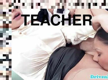 Pervy teacher sucking students blouses