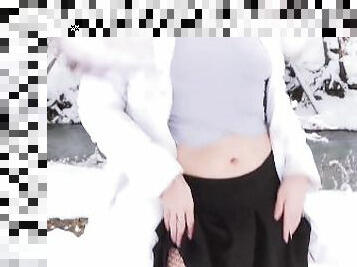 Adorable Slut Peeing in the Snow