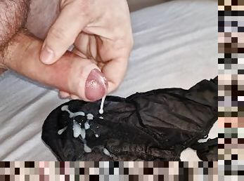 #6 Cum in transparent panty with lace worn by wife while fucking her