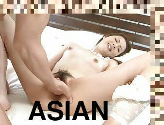 asiatisk, hårig, orgasm, strumpbyxor, cumshot, japansk, fingerknull, ansiktssprut, ritt, cowgirl