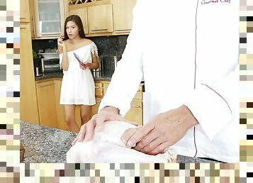 The cook imagines how he fingering zaya cassidy's tight pussy