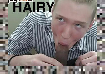 Hairy cock IR twink assfucked by BBC in the office