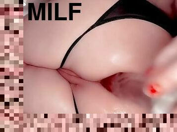 Milf get her holes plugged, fucked by a dildo, and destroyed by her fuck machine. Part 2