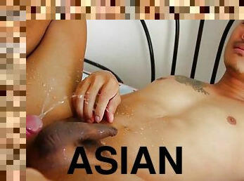 asiatisk, pissande, gay, knullande, rövhål, twink, nymfoman