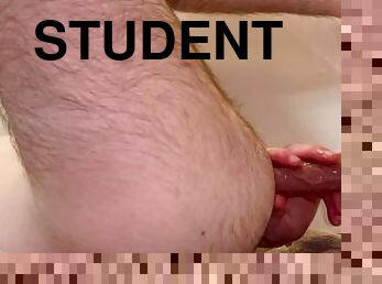 Straight college students first time trying a dildo during solo play