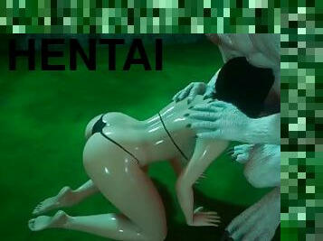 monster, ficken, hentai, 3d, weiß, raue, saugen, wilde