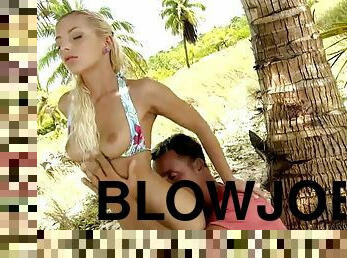 Passionate anal sex on the beach with blonde teen