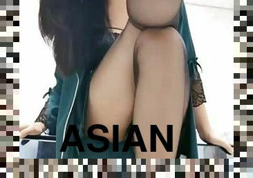 asiatisk, masturbation, pissande, femdom