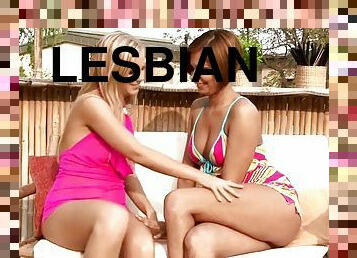 lesbienne, baisers, piscine