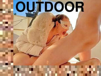 Outdoor Blowjob & Sex In My Down Jacket On Our Hollywood Swing During Winter Sunshine. Keyla & Lucas