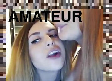 amateur, lesbienne, baisers, petite-amie, webcam, fétiche