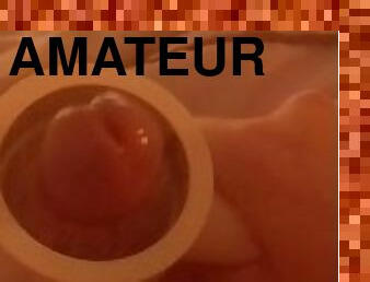 masturbation, orgasme, amateur, ejaculation-sur-le-corps, jouet, maison, ejaculation, banane, bite