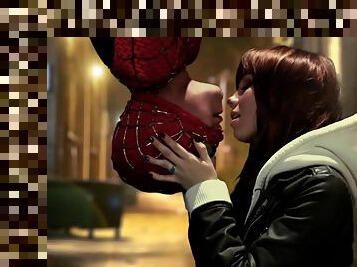 Spider man roleplay leads curious redhead to merciless sex