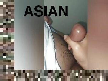 asiatisk, masturbation, amatör, cumshot, gigantisk-kuk, avrunkning, massage, verklighet, kuk