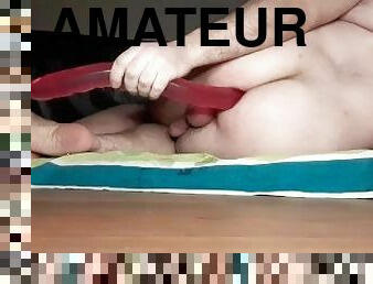 dilettant, anal-sex, homosexuell, chubby, dildo, allein