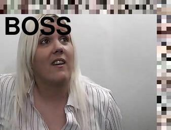 Boss bangs fat office blonde secretary after titjob