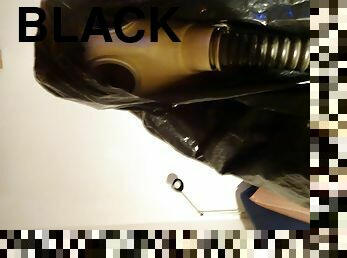 gasmasked black ABC Cape lover is riding Dildo