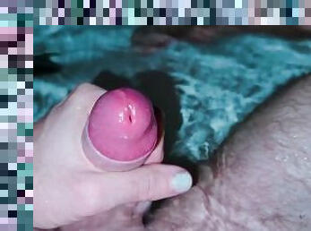 Fit guy masturbating and cumming in a bath tub (4k)