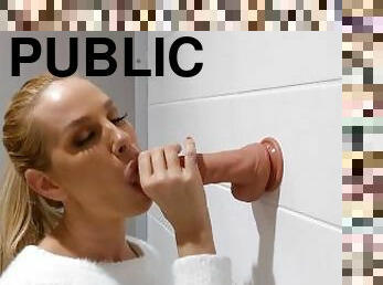 Sucking and Fucking A BIG Dick in the public toilet!