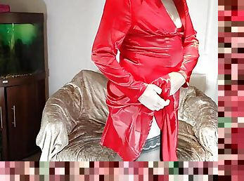 Sexy tv liquid satin super silky red dress.