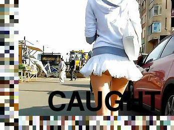 public, cam, voyeur, jupe-en-l’air, culotte, incroyable, attrapée, caché, jambes