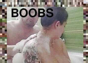 Softcore big tits hot ass take a bath with old guy