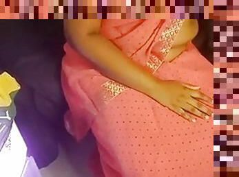Pink saree seduction by tamil mom