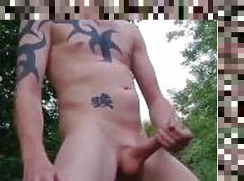 Outdoor ginger hung wanker