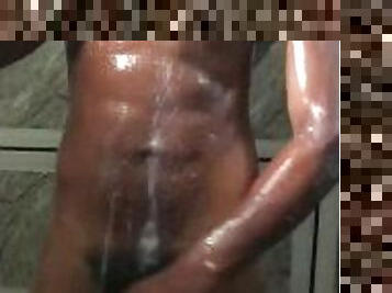 baignade, énorme, monstre, amateur, énorme-bite, gay, branlette, black, ejaculation, douche