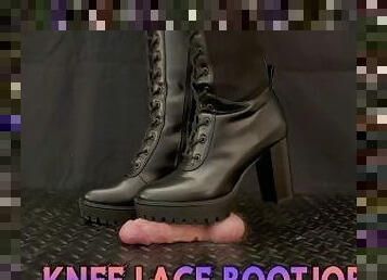 Cock Squeeze & Bootjob in Sexy Black Lace Knee Boots with TamyStarly - CBT, Trampling, Cock Crush