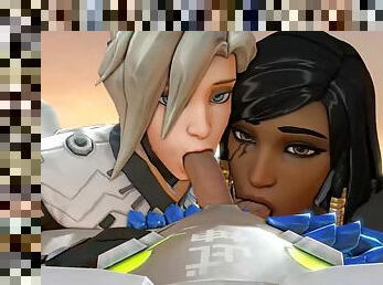 Mercy and Pharah tag team a cock