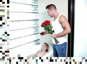 Guy brings her flower to make it more romantic