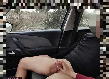 Public Flash - Hot amateur couple suck cock in parking lot and get caught by voyeur 4K - MissCreamy